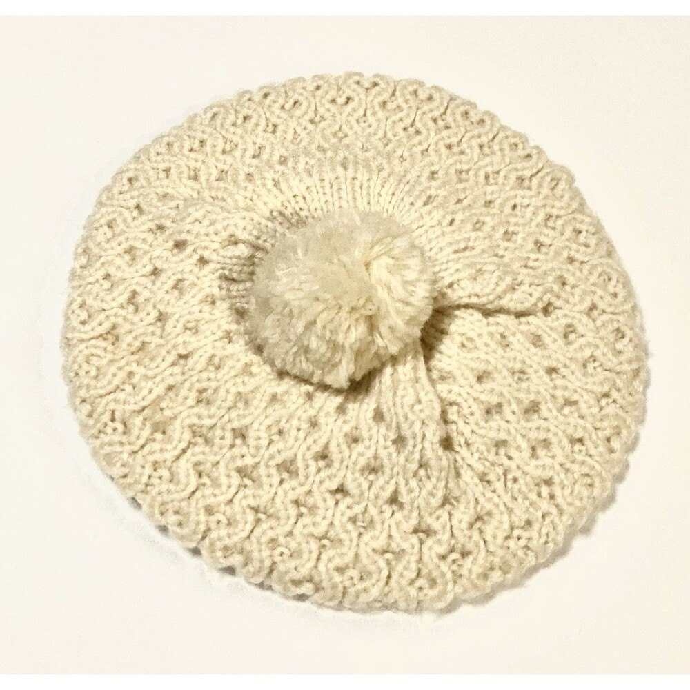 Vintage Knit Beret Cap Acrylic Cream Montgomery Ward Japan